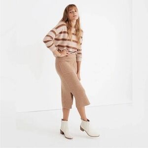 Madewell Sweater Camel Ribbed Pencil Skirt, Size L